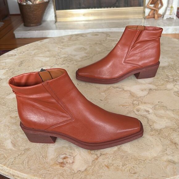Franco Sarto L-Forta Faux Leather Ankle Boots Western Inspired Square Toe - Picture 4 of 11